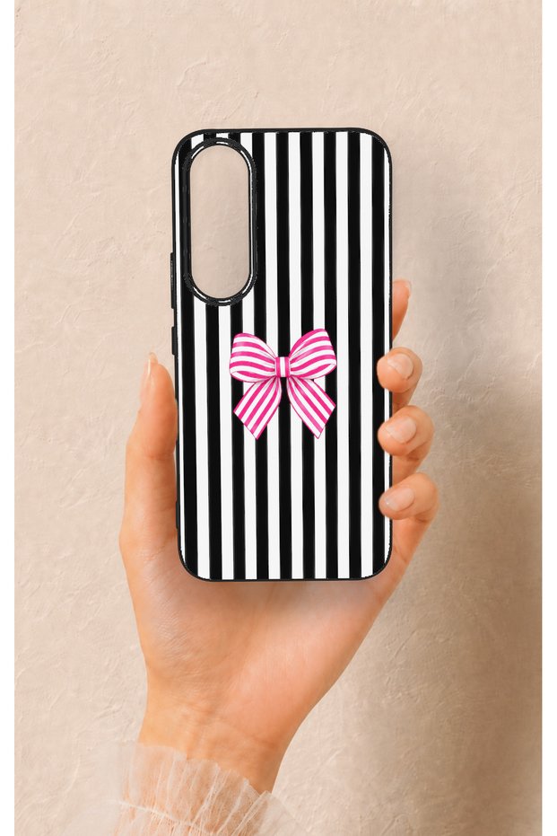 Vivo V70 Fe 5g Compatible Pink and White Ribbon Pattern Silicone Case