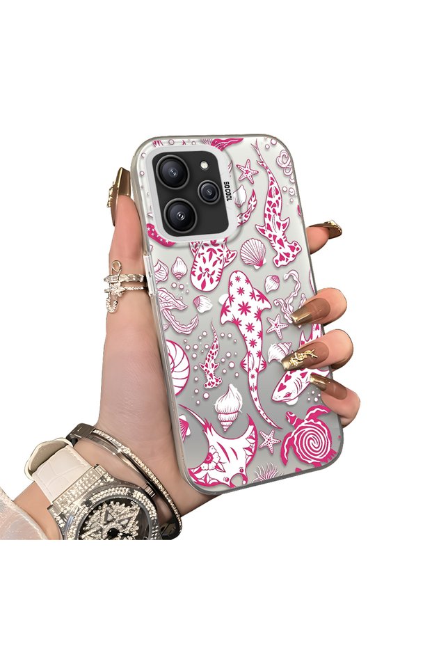 Xiaomi Redmi 12 4G/5G Compatible Hard Acrylic Back Silicone Edge Lens Protection Stylish Printing Case