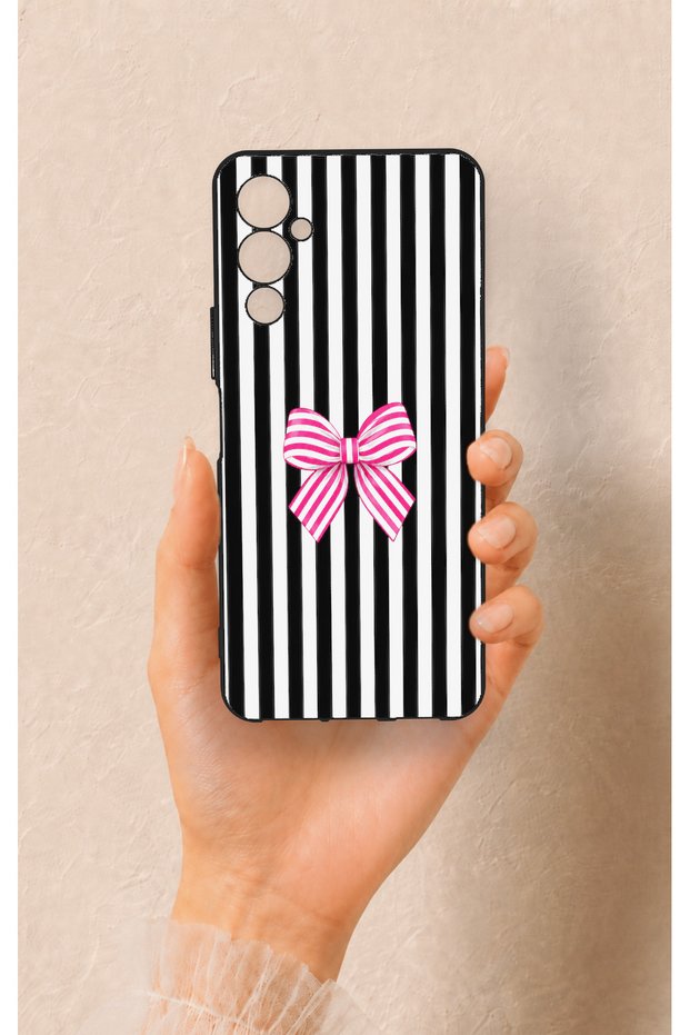 Tecno Pova Neo 4 Compatible Pink and White Ribbon Patterned Silicone Case
