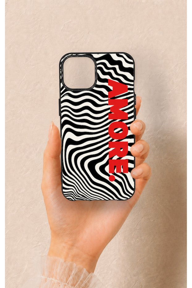 iPhone 13 Compatible Zebra Amore Patterned Silicone Case