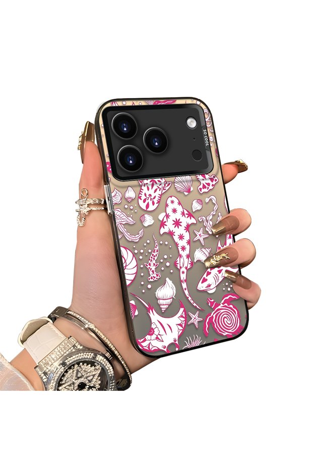 iPhone 17 Pro Max/18 Pro Max Compatible Hard Acrylic Back Silicone Edge Lens Protection Stylish Print Case