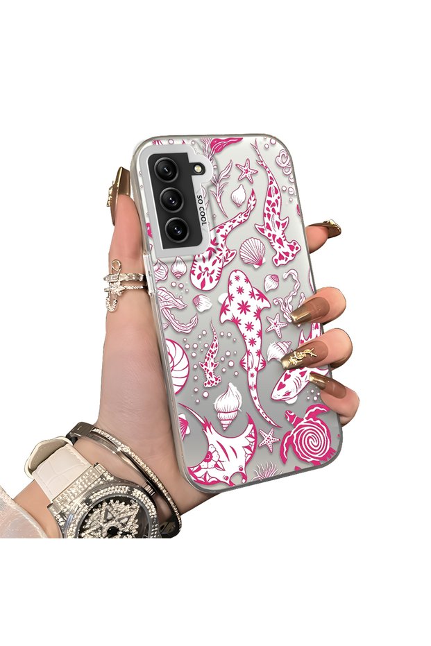 Samsung Galaxy S21 Fe Compatible Hard Acrylic Back Silicone Edge Lens Protection Stylish Print Case
