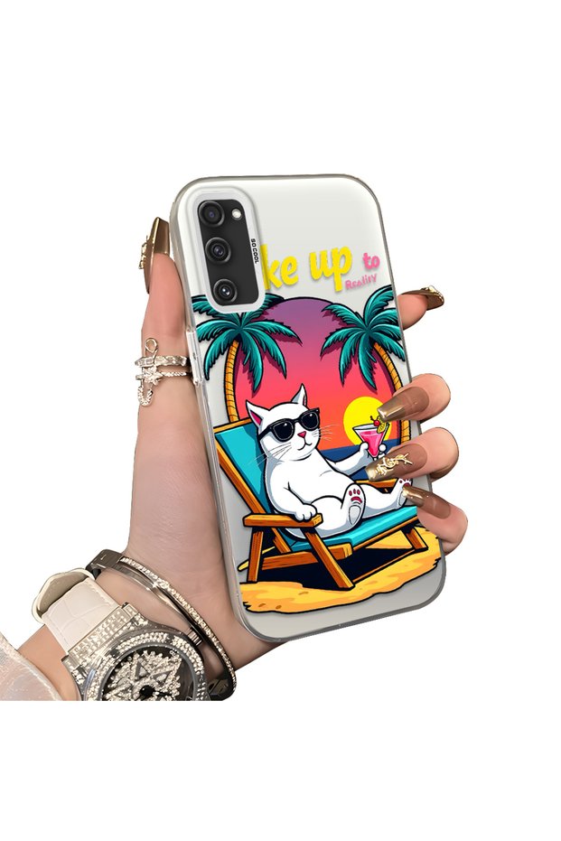 Samsung Galaxy S20 Fe 4G/5G Compatible Hard Acrylic Back Silicone Edge Lens Protection Cat Case