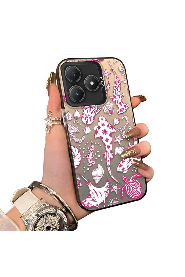 Realme C63 4G/C61 Compatible Hard Acrylic Back Silicone Edge Lens Protection Stylish Print Case