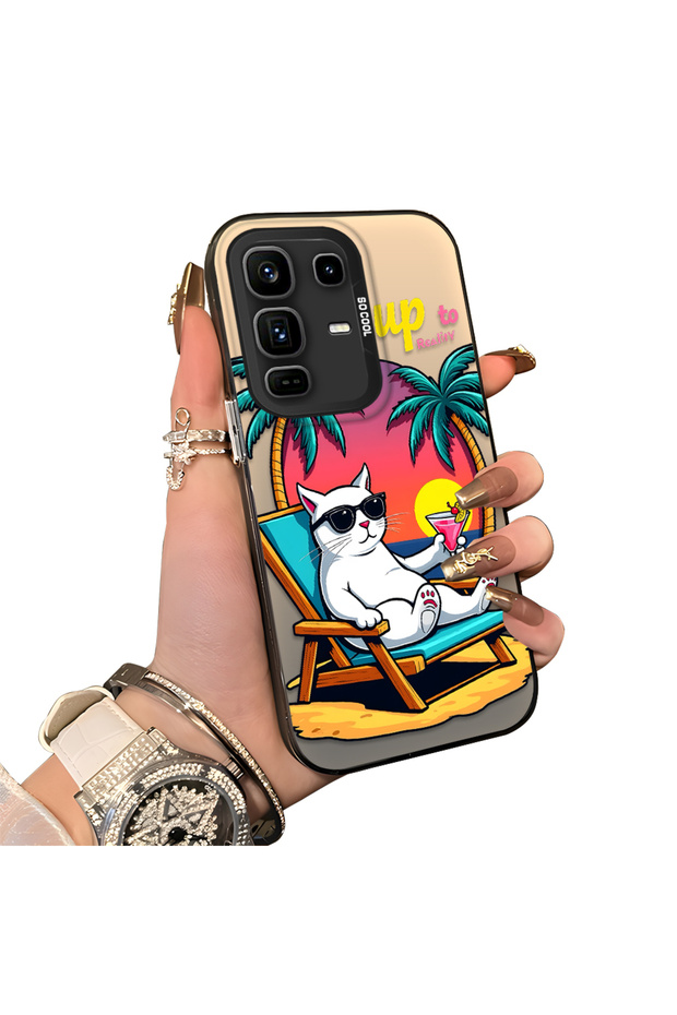 Infinix Note 50 Pro Plus Compatible Hard Acrylic Back Silicone Edge Lens Protection Cat Case