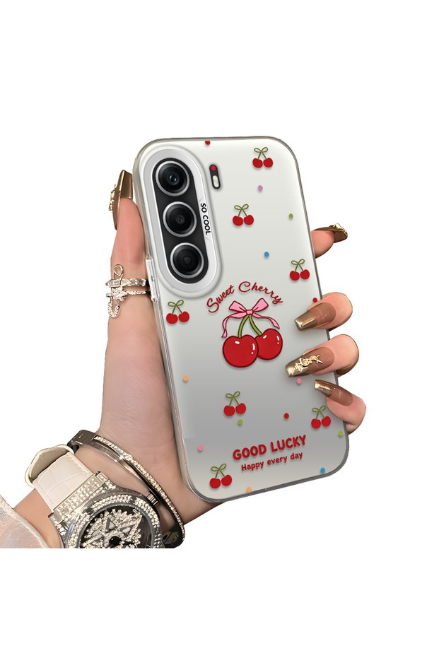 Tecno Camon 40 Pro 5g(Cm7) Compatible Hard Acrylic Back Silicone Edge Lens Protection Cherry Case