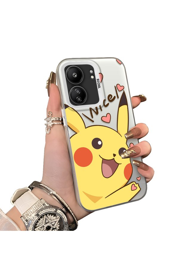 Xiaomi Redmi 13C 4G/5G Compatible Hard Acrylic Back Silicone Edge Lens Protection Cartoon Case