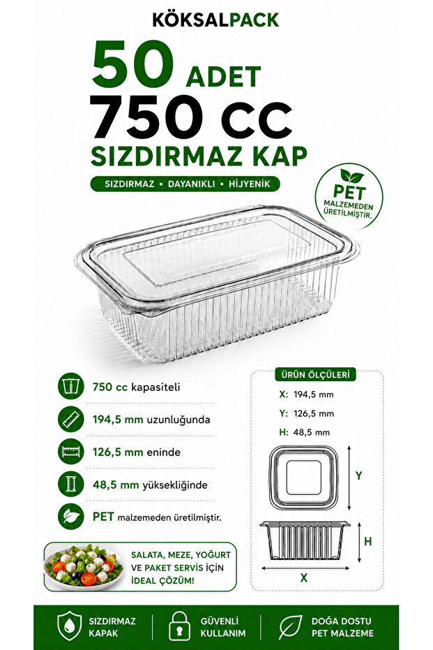 50 Pieces 750 Cc Leak-Proof Transparent Pet Food Container Salad Appetizer Yogurt Takeaway Container