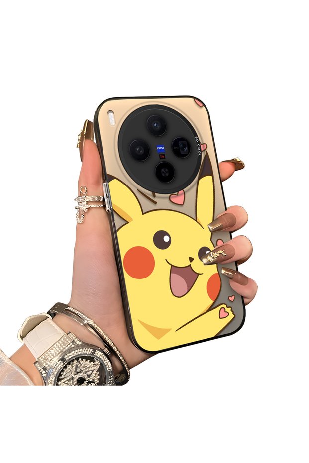 Vivo X300 Compatible Hard Acrylic Back Silicone Edge Lens Protection Cartoon Case
