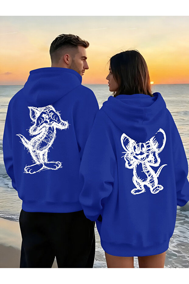 Dear Couple Combination Tom and Jerry Back Printed Design Hooded Sweatshirt Set of 2