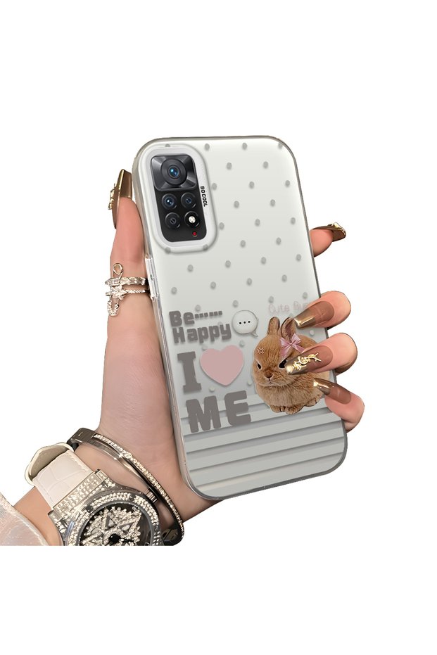 Xiaomi Redmi Note 12 Pro 4g Compatible Hard Acrylic Back Silicone Edge Lens Protection Rabbit Case