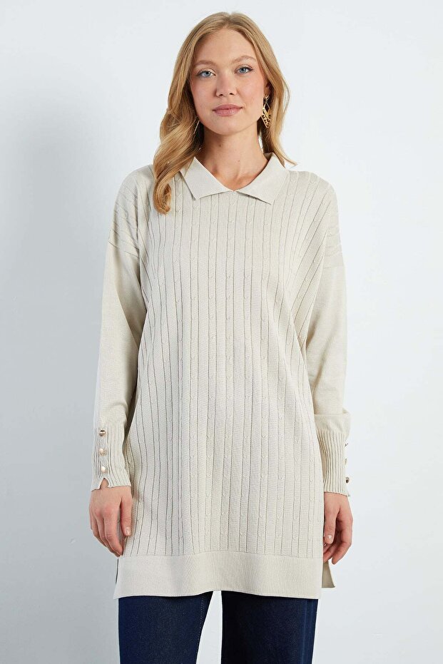 Fullamodest Jacquard Polo Neck Tunic