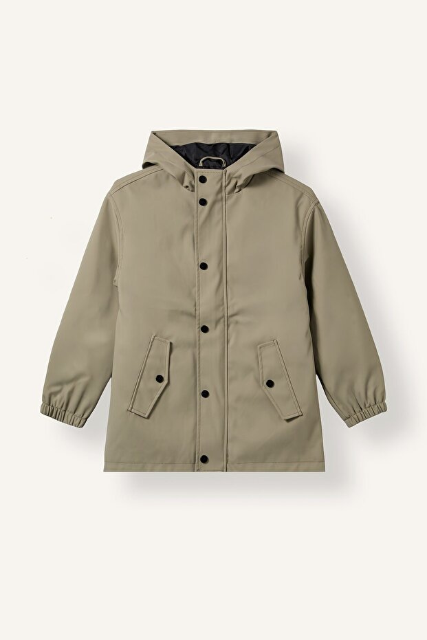Water Repellent Windproof Hooded Raincoat with Snap Pockets for Boys G9762A826Au