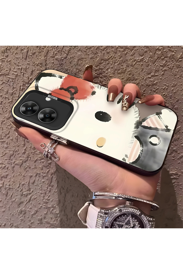 Realme Note 60 Compatible Hard Acrylic Back Silicone Edge Lens Protection Kitty Case