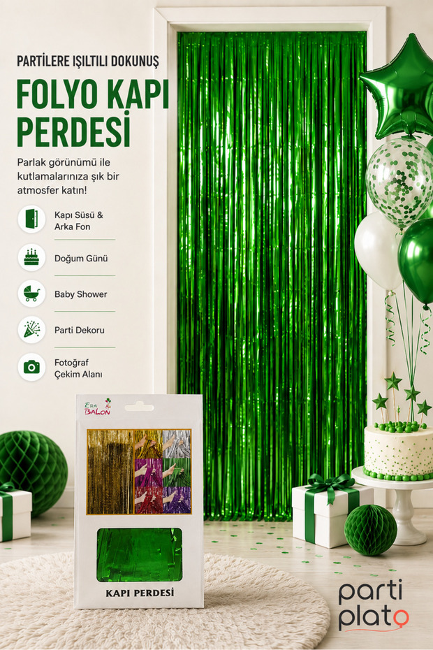 Metallic Green Foil Door Curtain 100X200 cm Party Birthday Decoration Photo Background Curtain