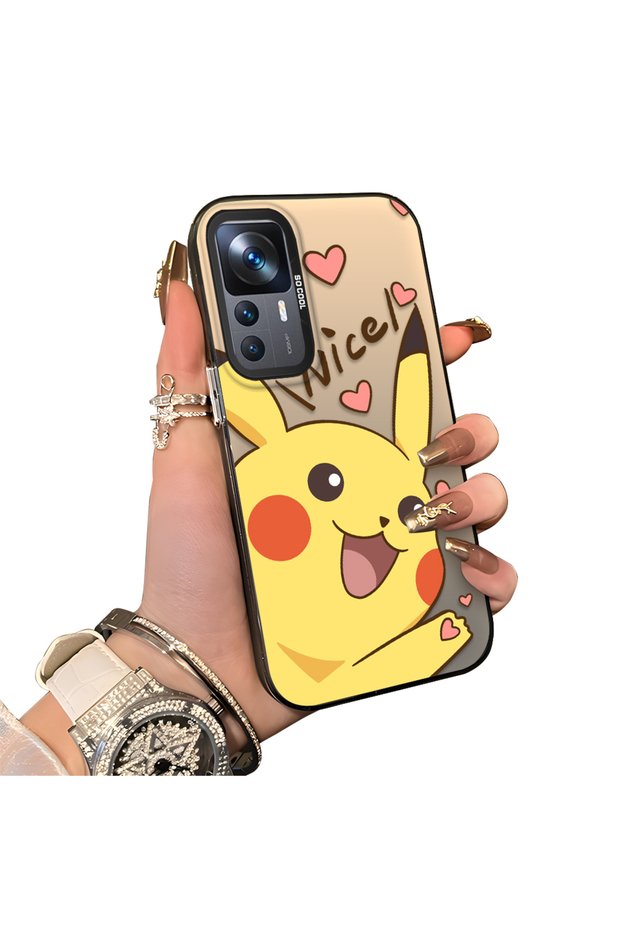 Xiaomi Mi 12T/12T Pro Compatible Hard Acrylic Back Silicone Edge Lens Protection Cartoon Case