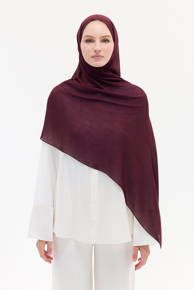 Plain Rami Shawl - Burgundy