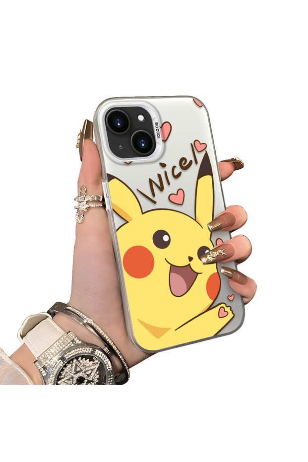 iPhone 13/14 Compatible Hard Acrylic Back Silicone Edge Lens Protection Cartoon Case