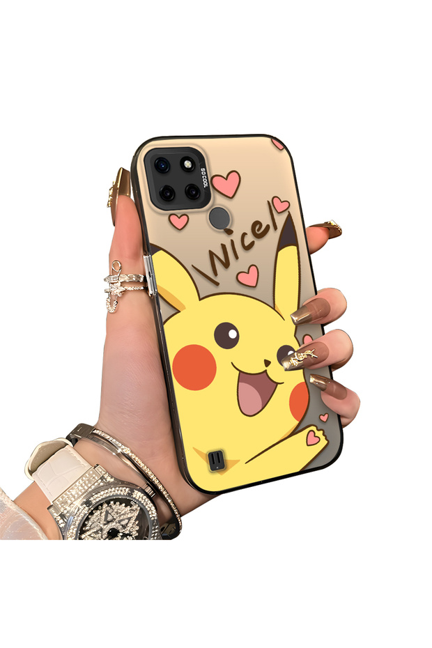 Realme C21Y/C25Y Compatible Hard Acrylic Back Silicone Edge Lens Protection Cartoon Case
