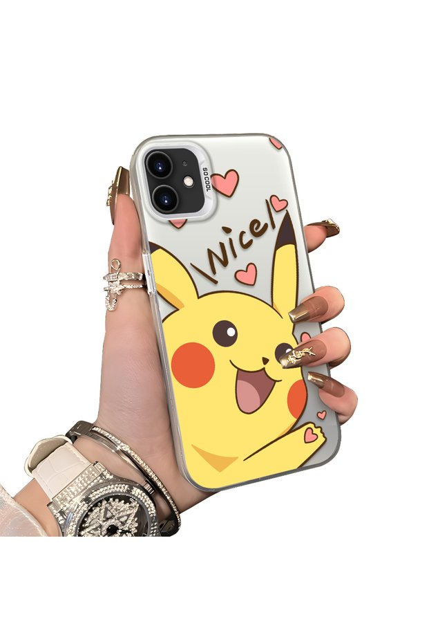 iPhone 11 Compatible Hard Acrylic Back Silicone Edge Lens Protection Cartoon Case