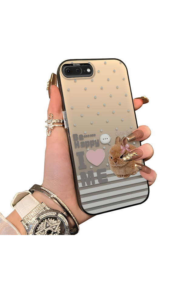 iPhone 7 Plus/8 Plus Compatible Hard Acrylic Back Silicone Edge Lens Protection Rabbit Case