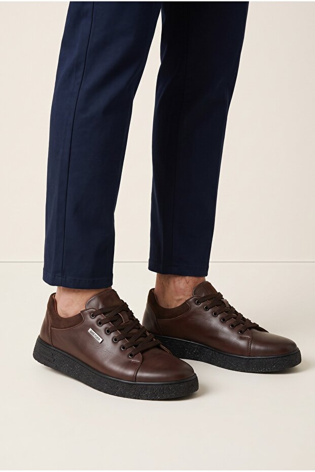 Men's Brown Daily Orthopedic Comfortable Lace-Up Sneaker Shoes