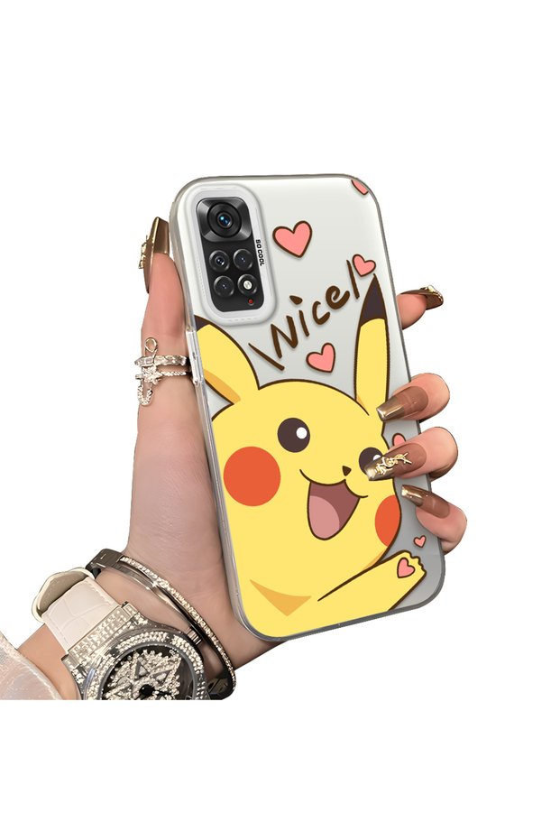 Xiaomi Redmi Note 11/Note 11S Compatible Hard Acrylic Back Silicone Edge Lens Protection Cartoon Case