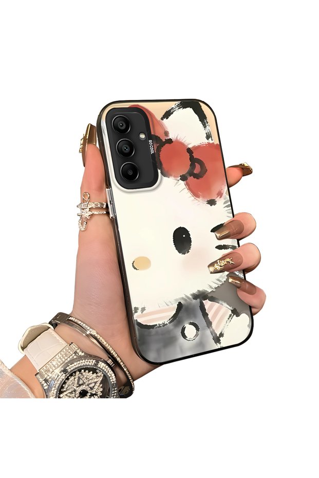 Samsung Galaxy A15 4G/5G Compatible Hard Acrylic Back Silicone Edge Lens Protection Kitty Case