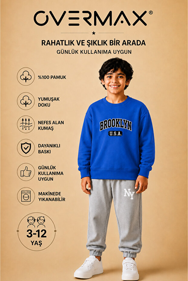 Brooklyn Printed Children's Hoodless Tracksuit Set – Ages 3-12