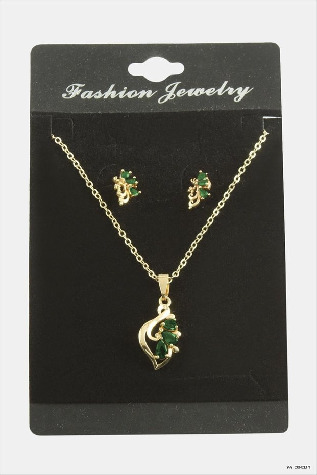 CONCEPTA Flower Zircon Stone Set (211507) Necklace, Green
