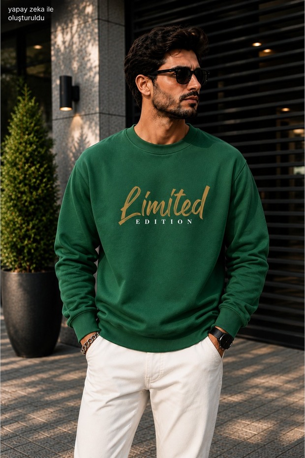 Men's Limited Edition Lettered Round Neck Casual Cotton Sweatshirt