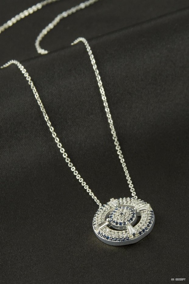 CONCEPTA Eye Necklace with Zircon Stones (190731) Silver Color