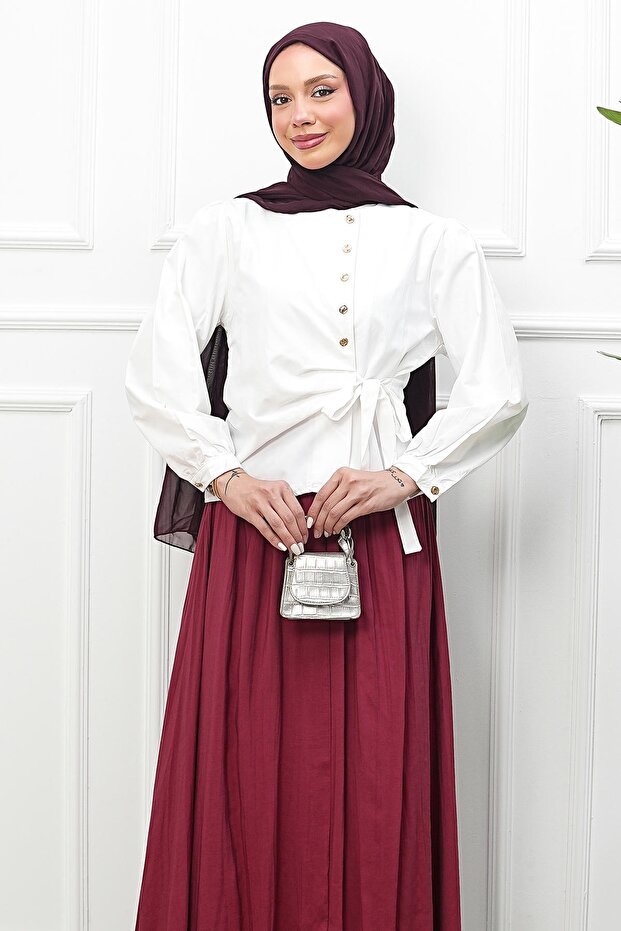 Ecru Side Tie Shirt