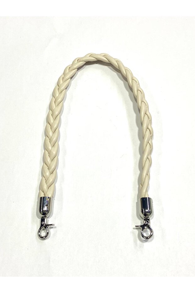 Knitted Model Leather Bag Handle / 50 cm - 2 cm / with Silver Hook