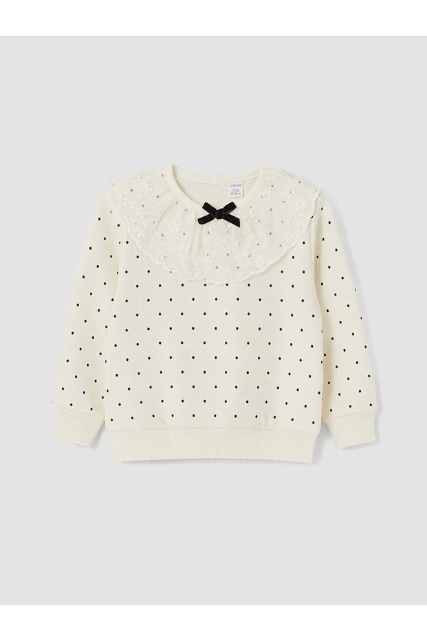 Lcw Kids Ecru Baby Collar Girls' Sweatshirt