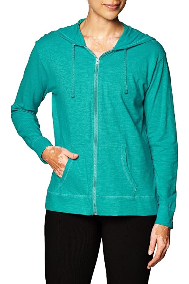 Hanes Women's Jersey Zipper Hooded Sweatshirt, Dark Brown Color, Size Xxl, Very High Collar