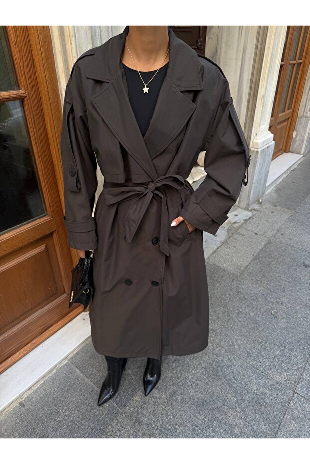 Oversized Cloak Belted Long Trench Coat