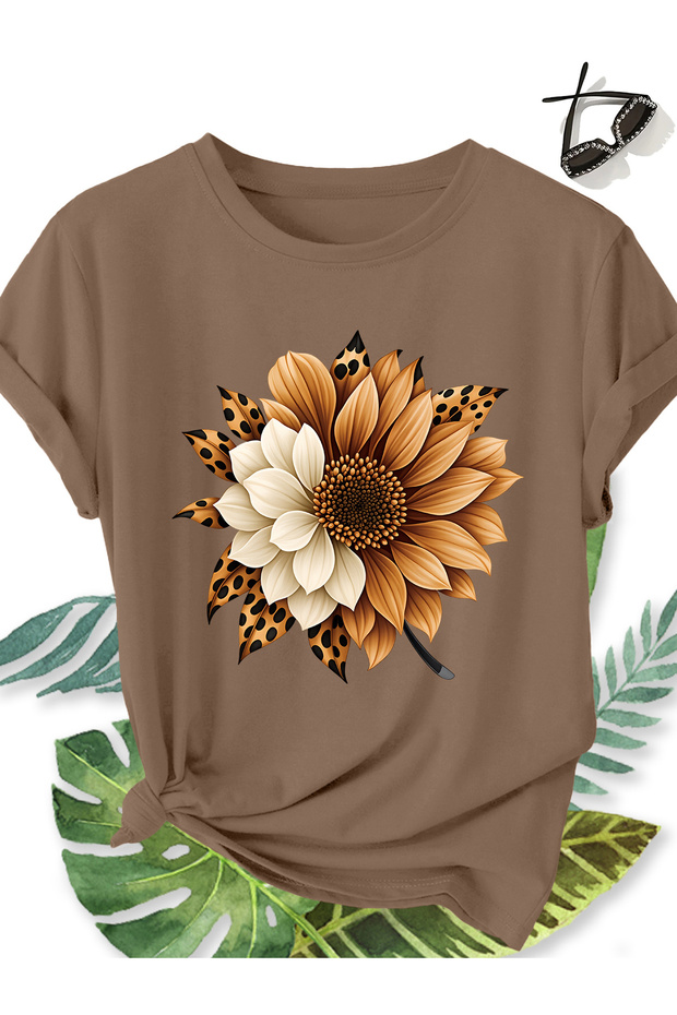 Unisex Sun Leopard Pattern Printed Design Tshirt