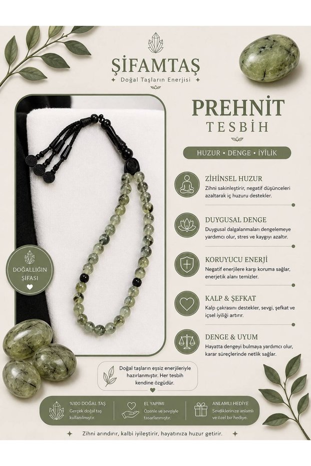 Prehnite Natural Stone Prayer Beads