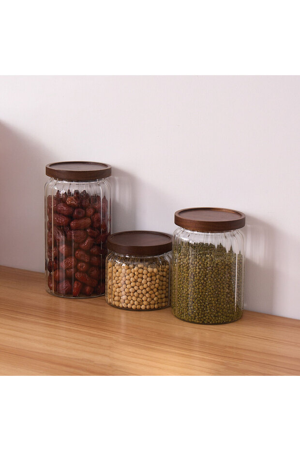 Glass Jar Set — 3-Piece Large, 650 + 1100 + 1500 ml