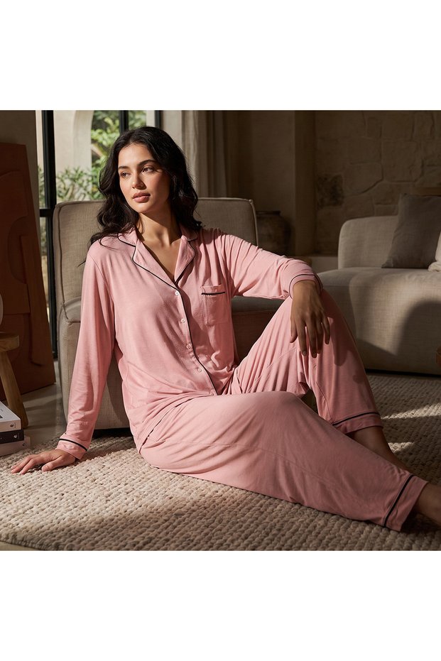 CLASSIC COLLAR TOP WITH WIDE LEG PANT