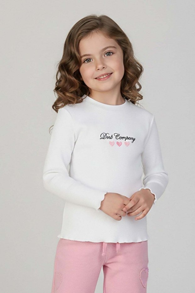 Girl Child 3-8 Years Old Printed Long Sleeve Camisole Bodysuit White