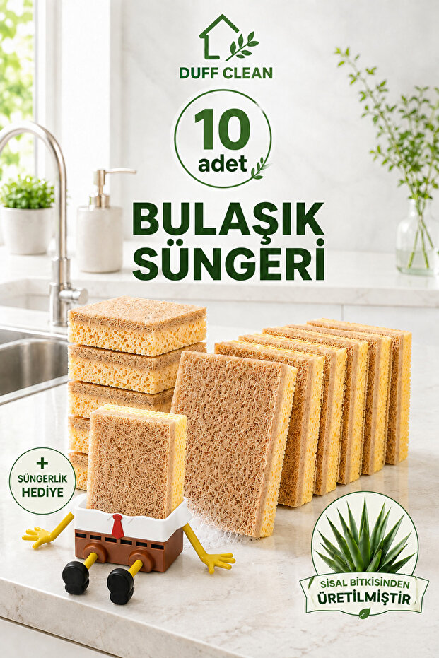 10-Piece Sisal Dish Sponge + Natural Cleaning Set with Sponge Holder Gift