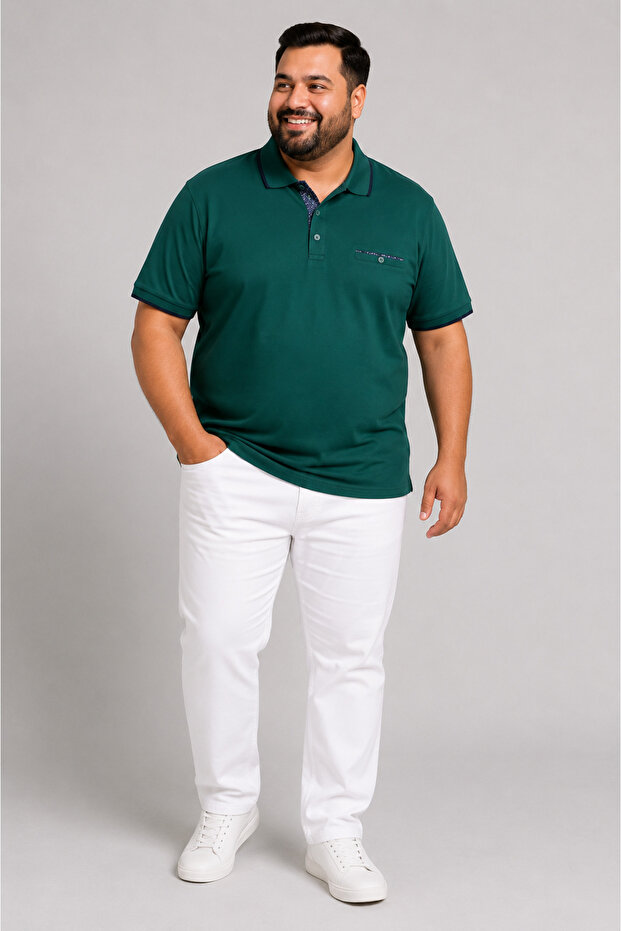 Large Size Cotton Comfortable Fit Daily Use Polo Collar Men's T-Shirt