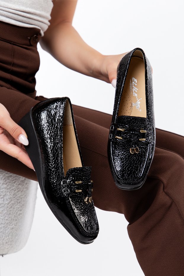 Genuine Leather Wedge Heel Comfort Women's Shoes in Sizes 33-34-35 and up to Size 41-42