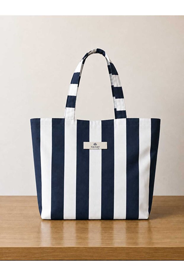 Gray Striped Large Bag (42X58Cm)