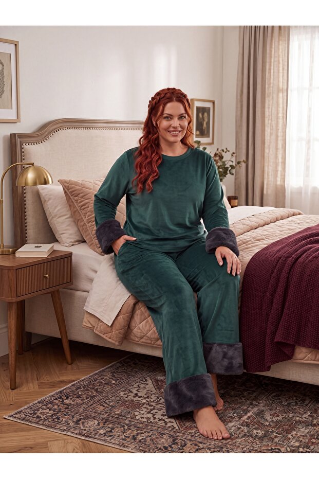 Plus Size Pajama Sets - Green - Long