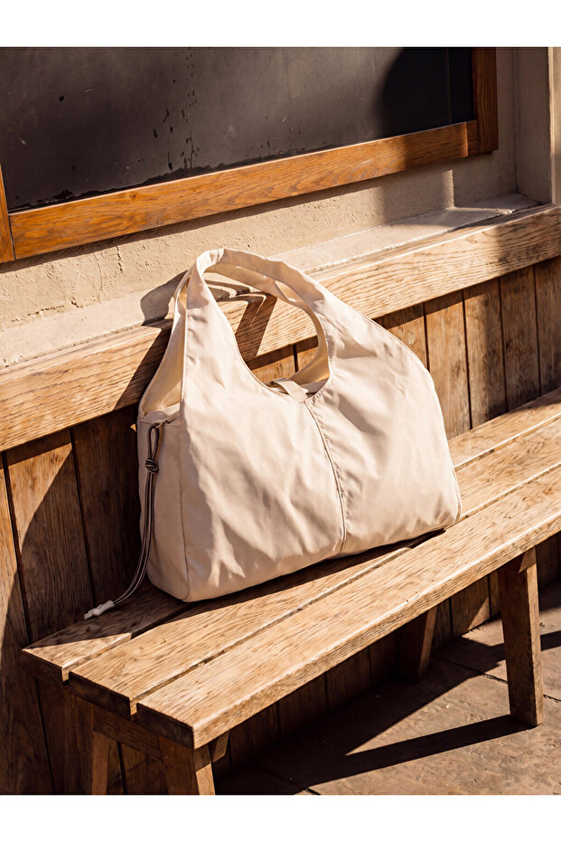 Women's Shoulder Bag with Drawstring Detail