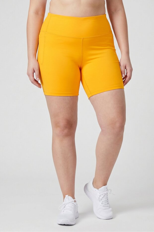 Women Fitted Bike Shorts, Orange