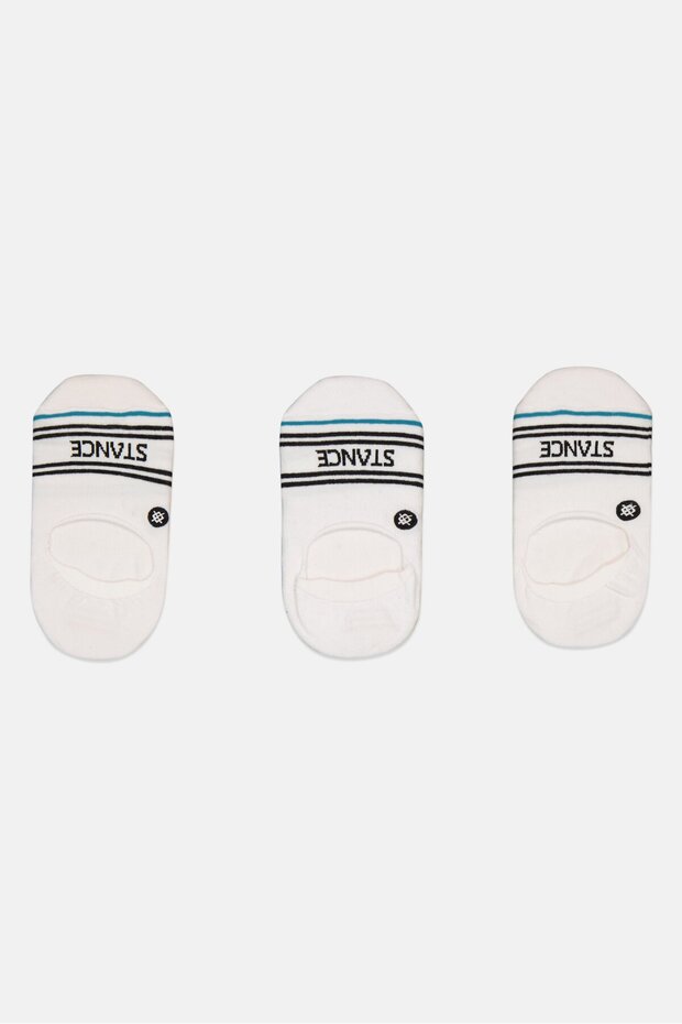 Men 3 Pairs Brand Logo Invisible Socks, White